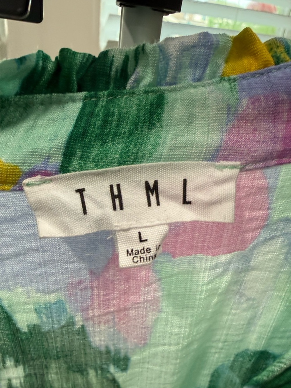 THML Mint Multi-Color Painterly Print Blouse - Picture 3 of 4
